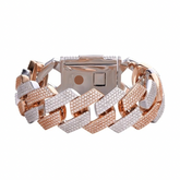 23mm Rose Two Tone Miami Cuban Moissanite Bracelet 8.5"